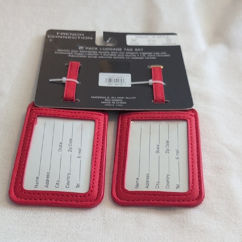 French Connection Striped Red and White Luggage Tags - Picture 4 of 6
